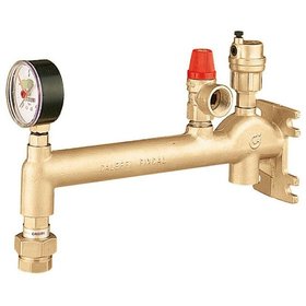 Caleffi - Gefäßanschlussgruppe 3/4" x3 b, Messing, bis 20 kW, mit Schnellkupplung