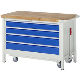 RAU. - Absenkbare Werkbank Modell 8362, 1250 x 700 x 880mm, 4 Schubladen