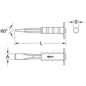 KSTOOLS® - Maurermeißel mit Handschutzgriff, 8-kant, 300mm